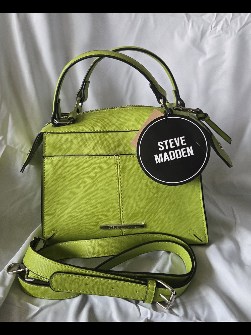 Steve Madden Neon Lime Saffiano Mini Satchel